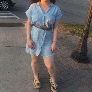 Denim Dress with Belt